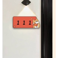 Cute cartoon corgi decorative acrylic logo house number plate outdoor Hdb Unit Number House Number P