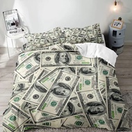 Money Duvet Cover, Black Bedding Set, Dollar Bill Comforter Quilt Cover, Bedroom Decor For Men, 2 Pi
