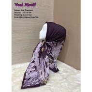 Hijab Segi Empat Voal Motif Warna Ungu Kerudung Jilbab Terbaru