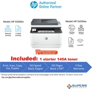 HP LaserJet Pro MFP 3103fdn network or 3103fdw wireless Printer (Print, scan, copy, fax, duplex) Rep