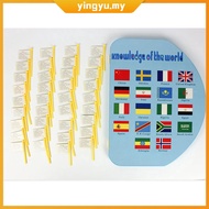 3D Wooden World Map Flag Matching Puzzle Geography Toy Foldable World Geography Board with 30 Flags 