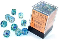 Chessex Nebula 12mm d6 Oceanic/Gold w/Luminary Dice Block (36 dice), Blue