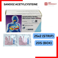 SANDOZ Acetylcysteine Effervescent Tablet 600mg 2sX2 (STRIP) / 20s (BOX) (EXP06/26) (Cair Kahak , Ba