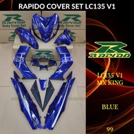 RAPIDO BODY COVER SET ASSEMBLY YAMAHA LC135 V1 MX KING 135 (99) BLUE (STICKER TANAM/AIRBRUSH) COVERS