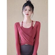 Yoga Clothes 2-Piece Set Women's Blouse Mesh Sports Long-Sleeved Top Pilates Fitness Suit