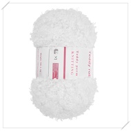 uxcell Faux Yarn Soft Fluffy Chunky Yarn Fuzzy Eyelash Yarn White Crochet Knit Close Bag - 55 yards/