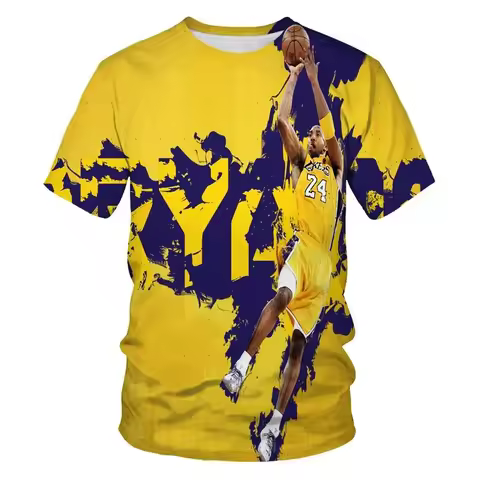 Kobe Hot Trend NBA Star T-shirt 3D Digital Print Basketball Summer Fashion Short Sleeve Loose Casual