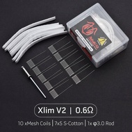 ชุดสร้างใหม่สำหรับ V2 0.8ohm OXVA Xlim ลวดต้านทาน0.6ตาข่ายพร้อมแกนม้วน3.0มม. ม้วนลวดเครื่องมือซ่อมแซมผ้าฝ้ายอินทรีย์7แถบ