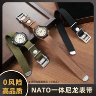 For Casio Forester FT-500WC-3B AW-80V Nylon Canvas Watch Strap 19MM One Piece Waterproof Sports Watc