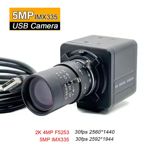 30fps 5MP IMX335 / 2K Full HD 30fps 4MP Industrial USB PC Webcam With 5-50mm Varifocal CS Lens UVC O