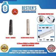 6.35mm (1/4inc) FEMALE to FEMALE AUDIO ADAPTER COUPLER (1-PC per ORDER), MONO/STEREO FOR BASS GUITAR