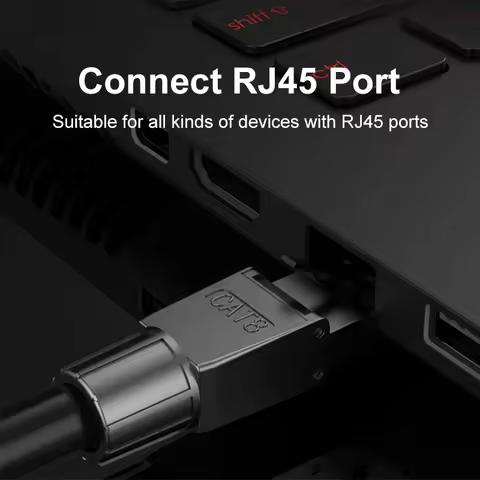 RJ45 Shielded Field Connector Termination Plug for CAT6/6A/7/8 22AWG-24AWG 2000MHz 40G Tool-free Sol