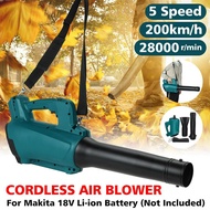 5 Speed Cordless Blower Electric Leaf/Snow Air Blower Collector Garden Tools 28000r/min for 18V Battery (Not Included)