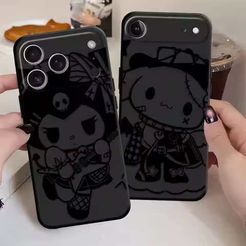 Case for iPhone 7 8 13 12 11 17 Pro Max XS 15 16 14 Plus XR 17Air Black Soft Phone Cover Sanrio Cute