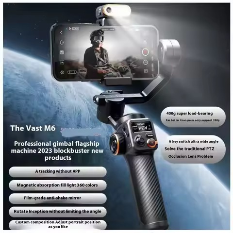 Hohem-iSteady M6 Kit Gimbal for Smartphone, 3-Axis Gimbal, AI Tracker, Fill Light, for iPhone 16 Pro
