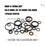 10PCS / NITRILE / BUNA O-RING SETS CS-3.1MM ID-31.4MM~38.4MM NBR O/R (G032-G039)