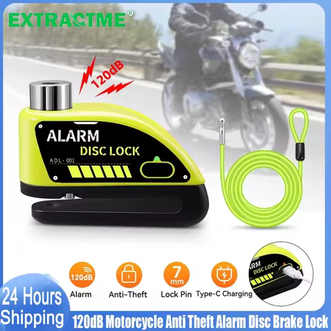 Extractme Motorcycle Alarm Disc Brake Lock Security Moto Wheel Disk Padlock Waterproof 110dB Loud An