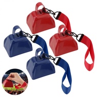 4 pcs 3 inch Metal Cowbells for Football Games & Celebration Parties with Handles & Wrist Ropes
