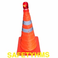 Cone Traffic 45 Cm. Foldable With 3-Stroke Flashing Lights Convenient To Carry In The Car Portable E