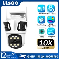 LLSEE ICSEE 12MP 6K Wireless WiFi Camera Three lens Full HD CCTV Color Night Vision Waterproof Outdoor CCTV 360 PTZ Automatic Tracking Security Camera Wireless WiFi