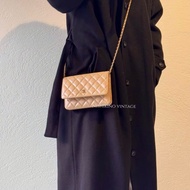 🥨香奈兒Chanel深奶茶色荔枝牛皮淡金釦woc鏈包 AP0250