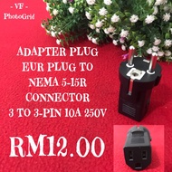 ADAPTER PLUG, PLUG TO NEMA 5-15R CONNECTOR 3 TO 3-PIN 10A 250V