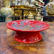 [ 6 cỡ] Mâm Bồng Men Đỏ Đắp Nổi  - Mâm Bồng Đựng Đồ Thờ Cúng Bát Tràng