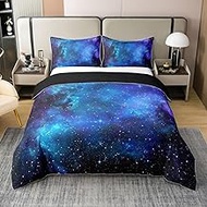 Erosebridal 100% Cotton Purple Galaxy Comforter Cover Moon Star Bedding Set Twin Night Starry Sky Sp
