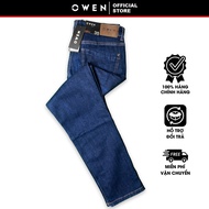 OWEN SALE - Quần Jeans Owen Dài Màu Xanh Đậm Họa Tiết Trơn Form Slim Fit OWEN chính hãng