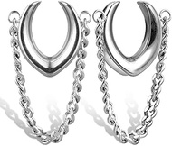 1 Pair Classic Saddle with Chain for Stretched Ears Hypoallergenic 316 Stainless Steel Ear cuff Tune