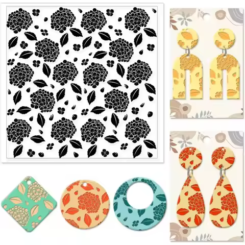 Hydrangea Texture Polymer Clay Texture Sheets Flowers Leaves Pattern Silicone Texture Stamp Clay Mod