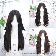 Lolita Wig Full Headgear Wig Long Curly Hair Black Long Straight lolita Influencer cos lolita Wig