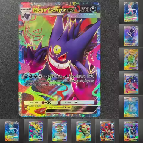 DIY Pokemon English TCG Pocket Card Mega Shine B2b Mew Gengar Lapras Slowbro Manectric Mega Scizor e