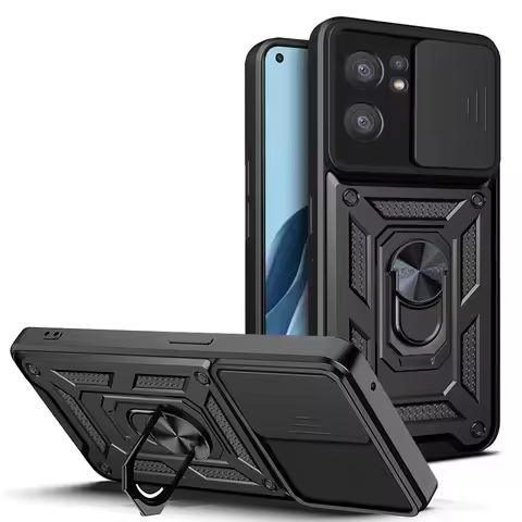 For Oppo Reno7 Pro 5G Case OPPO Reno7 Pro 5G Cover Magnetic Ring Holder Armor Phone Case Slide Camer