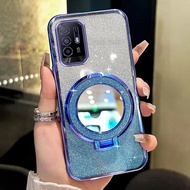 Casing Oppo F11 Pro F5 F7 A73 2020 F17 Reno 7 Pro Reno 7 5G A91 Cermin Cermin Serbuk Memuatkan Tanpa