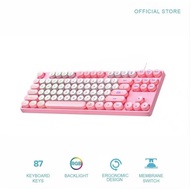 Dark Alien DK100 87 Keys Retro Punk Keyboard RGB LED Suspended Membrane Keyboard