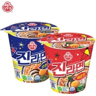 ottogi jin ramen รามยอนเกาหลีรสดั้งเดิมและรสเผ็ด mild spicy flavor cup noodle 65g from korea