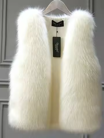 Thiened White Fur Vest Women's Student Sle Korean Version Winter Outerwear Plu oulder Pad Casual V-N