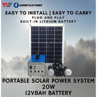 20W Portable Solar Power Generator Solar Power System 20W 12V7AH Battery 20W Solar Panel Home Outdoo
