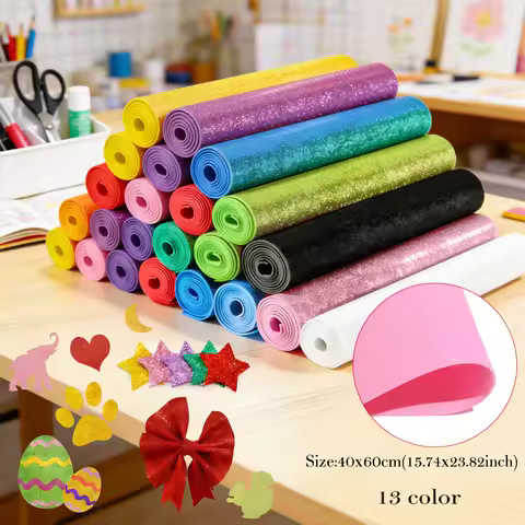 1pcs Golds Glitter EVA Foam Sheet 40x60cm, Self-Adhesive Sparkly Foam Paper for DIY Crafts, Cosplay 