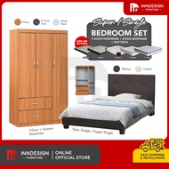 (FREE PILLOW) Bedroom Set Includes Wardrobe/Bed Frame/Mattress In Single And Super Single Size.Free Installation
