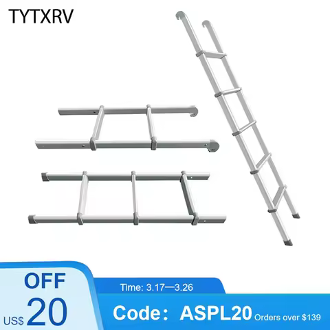 Indoor Ladder for RV Five-step Ladder for Bed in Motorhome Aluminum Alloy Storage Anti-skid Ladder f