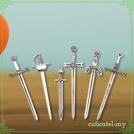 [CuticatefaMY] 6pcs Knight Sword Pendants Swords Miniature Long Sword for DIY Craft Necklace Jewelry