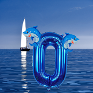 3pcs Shark Digital Balloon Set New Ocean Mini Shark with 32inch Blue Digital Balloons Baby Shark Themed Birthday Digital Party Decoration