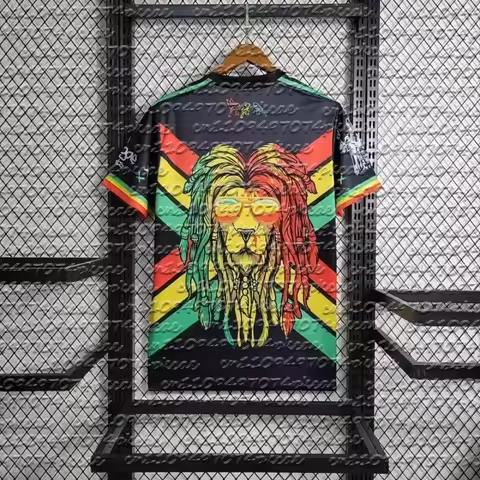 Ajax Bob Marley Edition 2026 Men's Football Jersey T-Shirt Reggae Style Black Colorful Print Short S