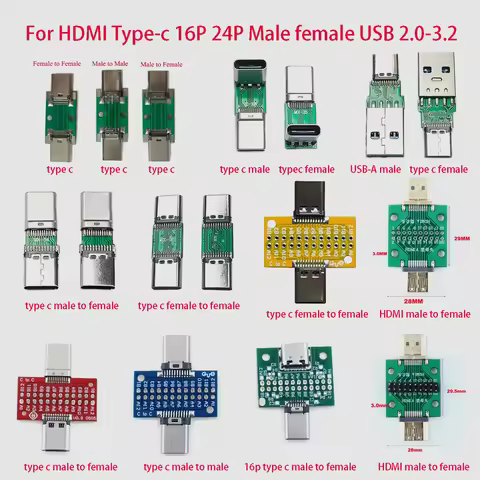 1PC For USB A C Type C HDMI Interface Converter USB A To USB C Type C To Type C Male To Male Female 