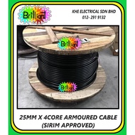 #SELL PER METER# 25MM X 4CORE ARMOURED CABLE (SIRIM APPROVED)