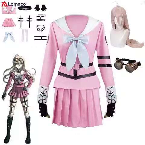 Anime Danganronpa V3 Killing Harmony Iruma Miu Cosplay Costume Wig Glasses Women Uniform Dress Hallo
