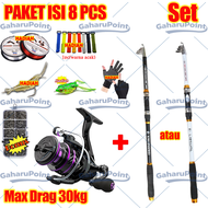 Joran pancing full set/pancing 1 set lengkap kuat/Joran Pancing 1 Set Reel Besi 2.1m/2.4m/2.7/m/3.0m