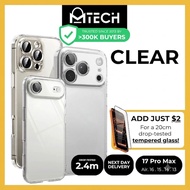 MTech iPhone Case for 17 Pro Max/17 Pro/16 Pro Max/17e/15/14/13 Transparent Clear Tough Phone